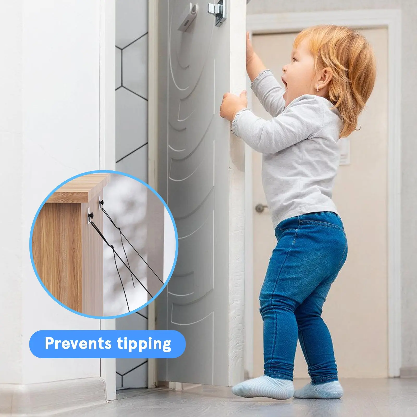 1 ชุดเข็มขัดนิรภัยแบบปรับได้ Anti เคล็ดลับสายรัดเฟอร์นิเจอร์ Anchor Wall Baby PROOF Secure Stand ตู้เสื้อผ้าตู้ล็อคอุปกรณ์เสริม