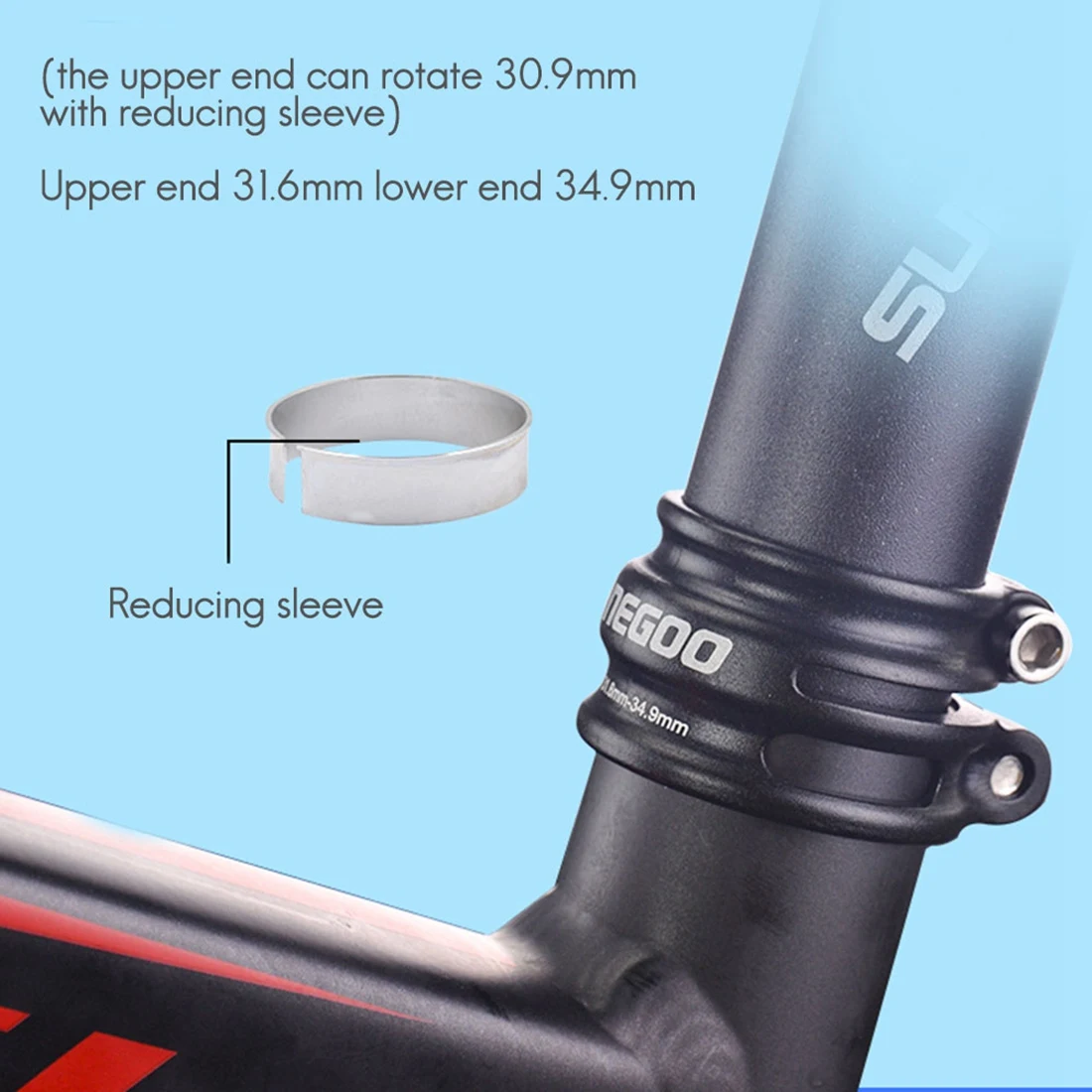 ABAZJ طبقة مزدوجة قابل للتعديل دراجة Seatpost المشبك سبائك الألومنيوم MTB الطريق دراجة Seatpost أنبوب كليب، أسود 27.2-31.8 مللي متر