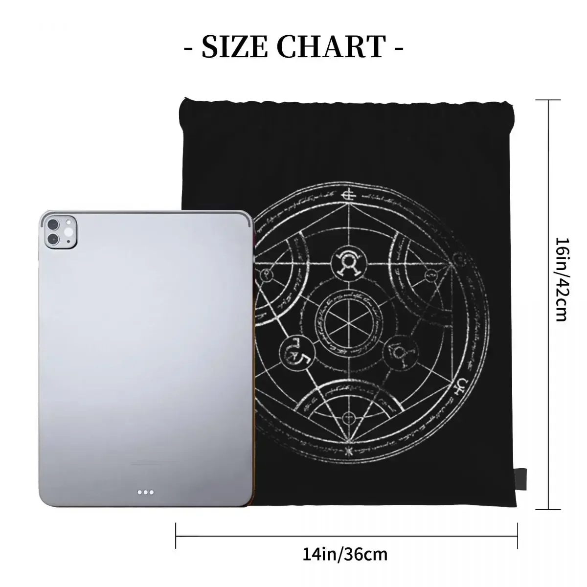 Human Transmutation Circle - Chalk Backpacks Drawstring Bags Drawstring Bundle Pocket Sundries Bag BookBag For Travel School