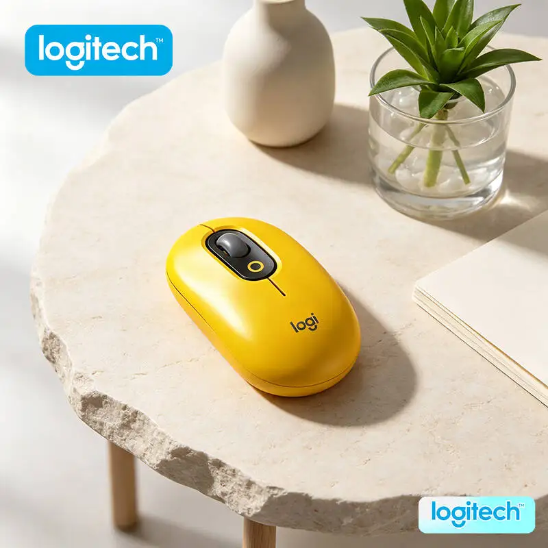 

Slim Portable Logitech M350 POP Mouse Silent Touch Recycled Plastic Bluetooth for Latest Windows and macOS Operating System