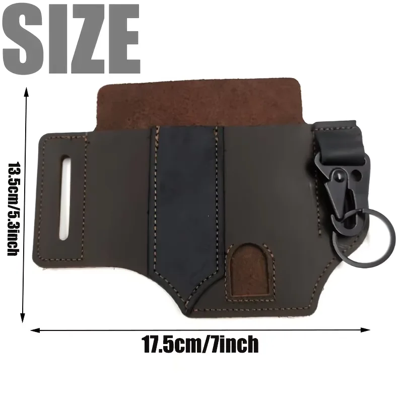 Multitool Sheath for Belt, Sheath for Men, PU Leather EDC Pocket Organizer with Pen Holder, Key Fob, Flashlight Sheath