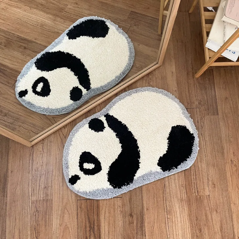 Cute Cartoon Panda Door Mat Kids Rugs Non-slip Washable Soft Area Carpets for Home Bedroom Bathroom