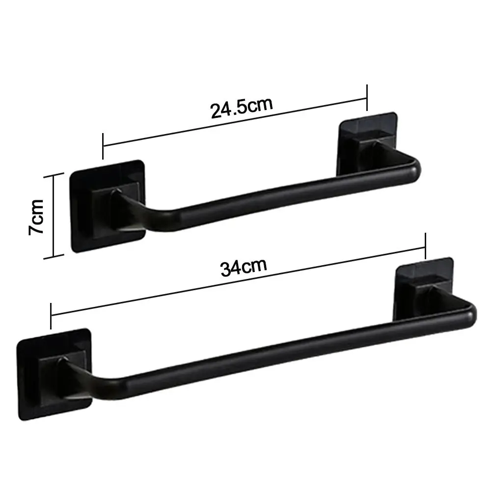 Kitchen Bathroom Wall Bath Towel Holder Rail Rack Self Adhesive Towel Rod Bar Portable Useful Household Gadget