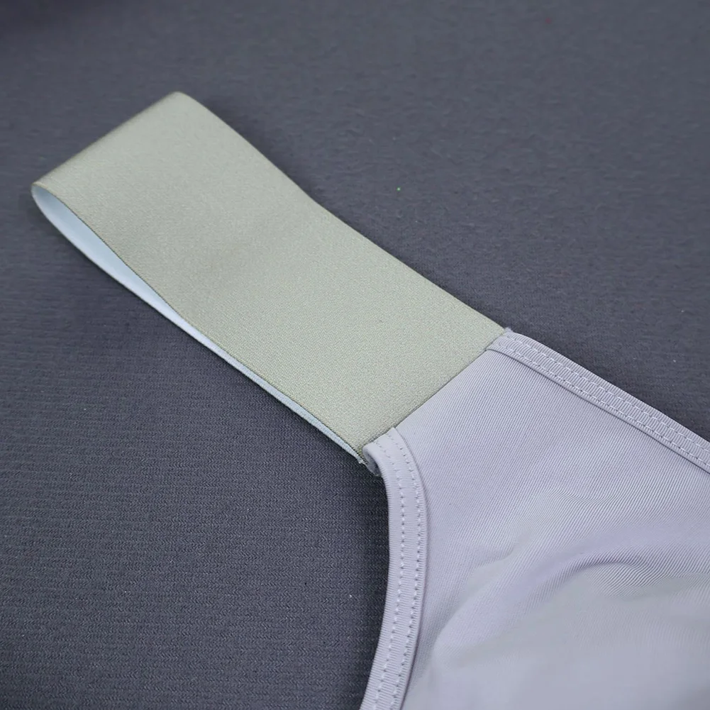 

Men Solid Color Grey Color Elastic Wide Belt Thong Underwear U Pouch Sports Fitness Running G-String Man Panties
