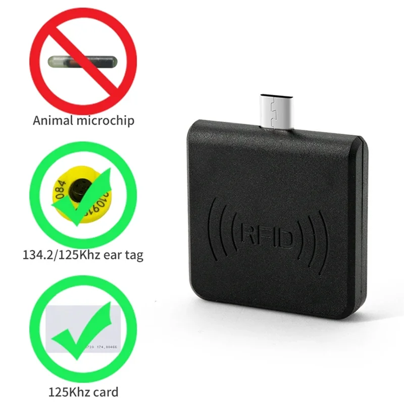 AA60-マイクロUSB RFID耳タグ動物IDリーダーFDX-A、B 134.2Khzチップ牛用動物OTGリーダー