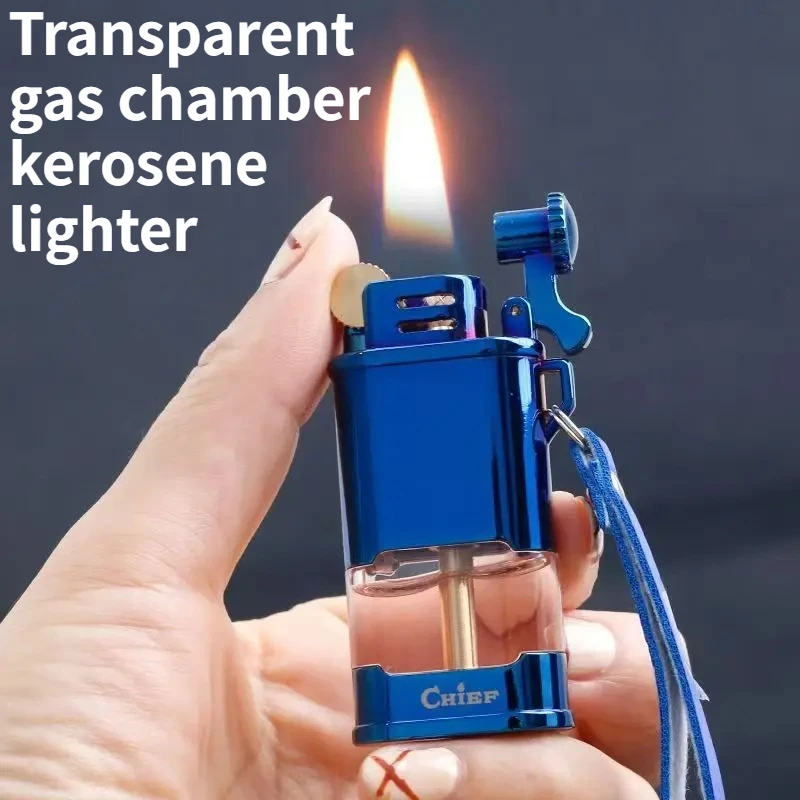 

Creative Windproof Transparent Lighter with Portable Visible Oil Tank for Your Father As Gift Cigarette Accessorie EDC Tool