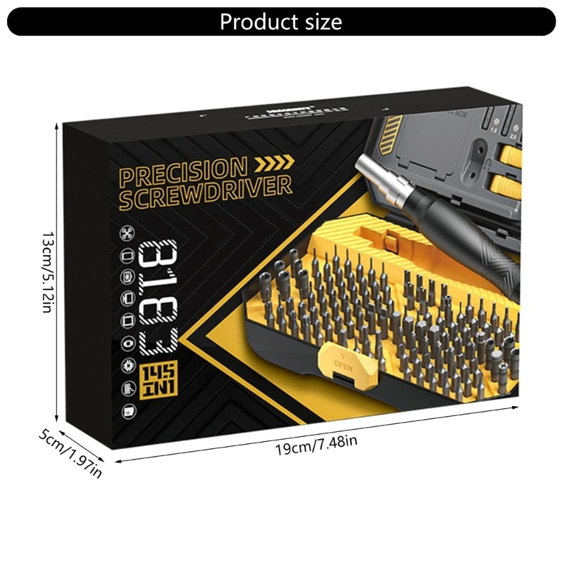 New 145 in 1 Screwdriver Ergonomic Handle with Tip Suitable for Easy Storage Convenient Computer Laptop Repair Work