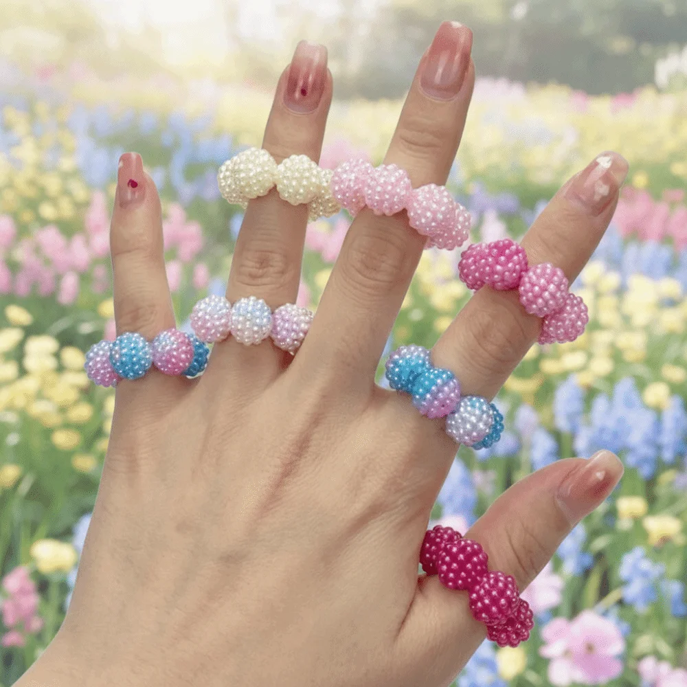 5 PCS/Set Creative Stress Relief Finger Rings Spiky Bead Adjustable Adjustable Sensory Rings Calming Relax