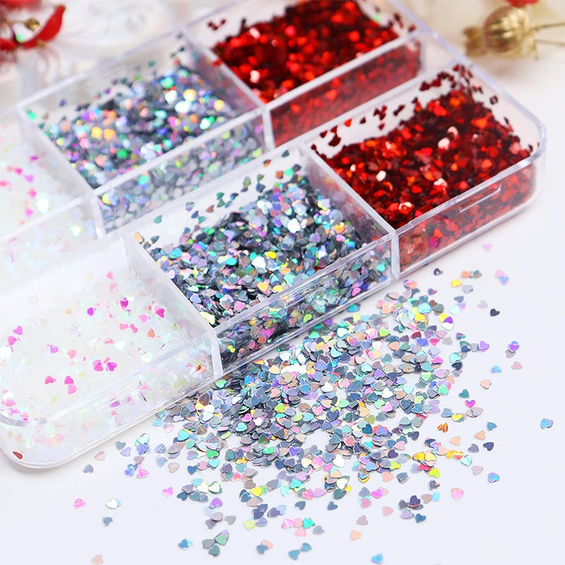 Holographic Laser Star Love Sequins Nail Glitter Gold Silver Sequin Mix Size Paillette DIY Design Nail Art Decorations Tool