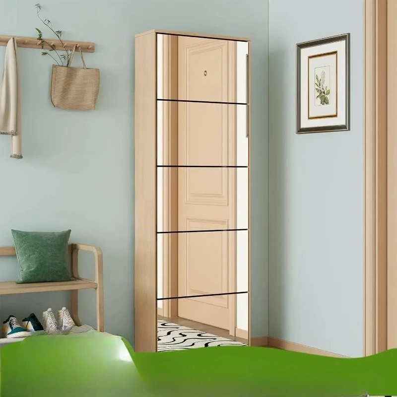 Mirror Shoe Cabinet with 5 Flip Drawers, Shoe Rack Storage Organizer, Entryway Shoe Cabinet for Front Door,Foyer,Hallway