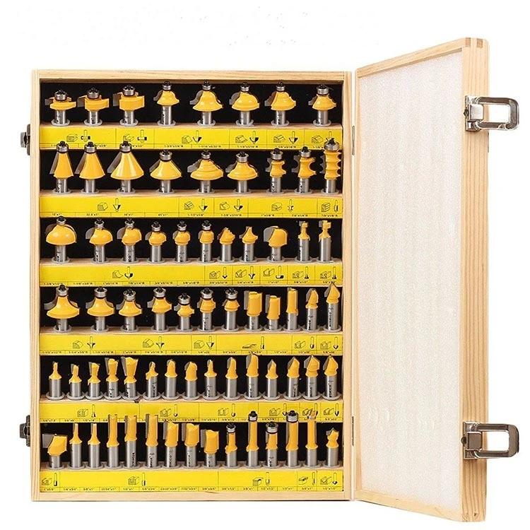 70pcs Set  Woodworking Milling Cutters Wooden Box Sets Trimming End Mill Straight Edges Router Bit with Rounded Corners