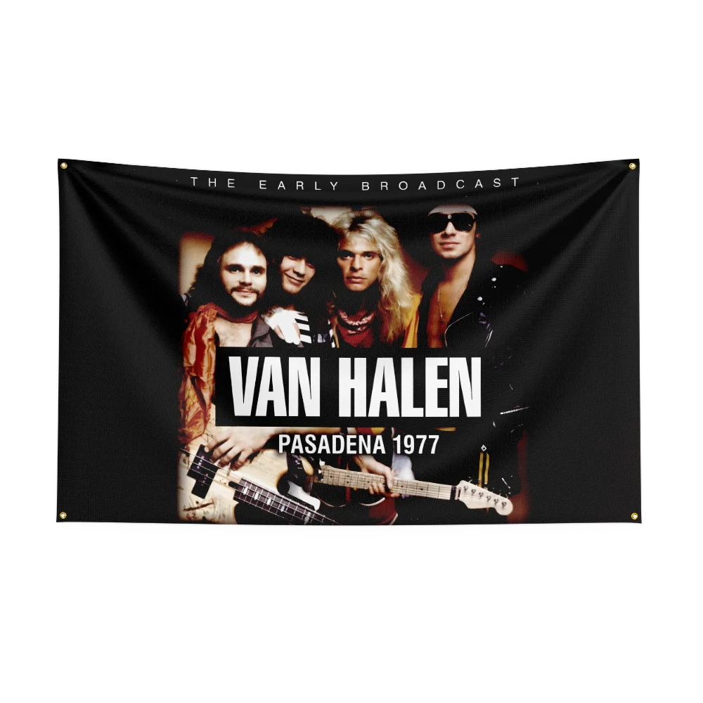 3x5 Ft Van-halens-Rock Band Flag Polyester Digital Printing Banner for Garage Wall Art Out Door Decoration With Brass Grommets