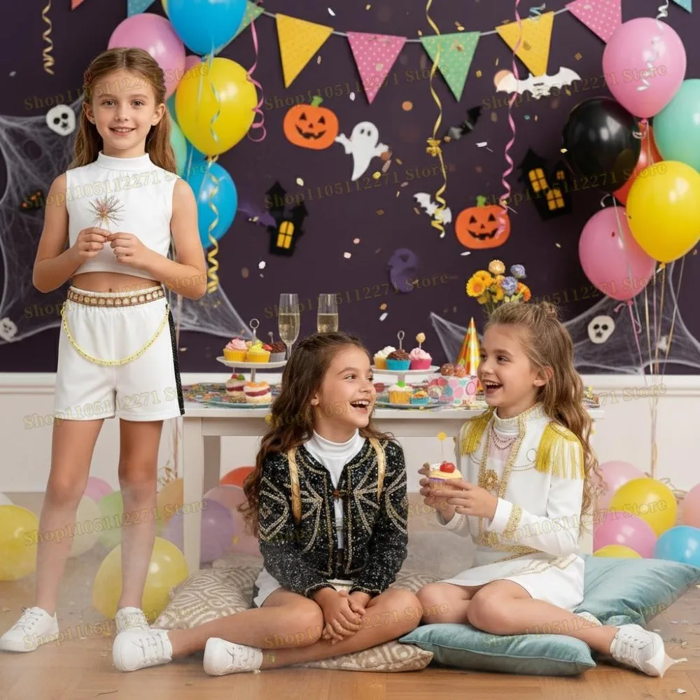 

2025 Huntrix Zoey Mira Cosplay Costume for Girls Wig Mask Singing Suits K Pop Demon Hunters Uniform Kids Halloween Party Outfits