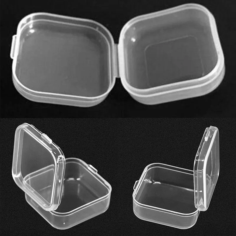 10pcs Mini Jewelry Trinkets Plastic Box Transparent Display Storage Holder Organizer Earplugs Hooks Convenient