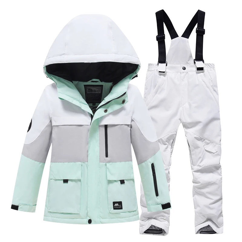 -30 ℃ 5-16 Jahre alte Kinder Schnee anzug Set Jungen und Mädchen warme und wasserdichte Ski anzüge Luxus Offroad Jacken und Hosen