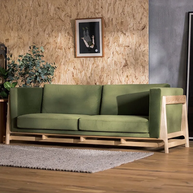 Solid wood frame fabric removable and washable multi-color Japanese-style wabi-sabi original design sofa