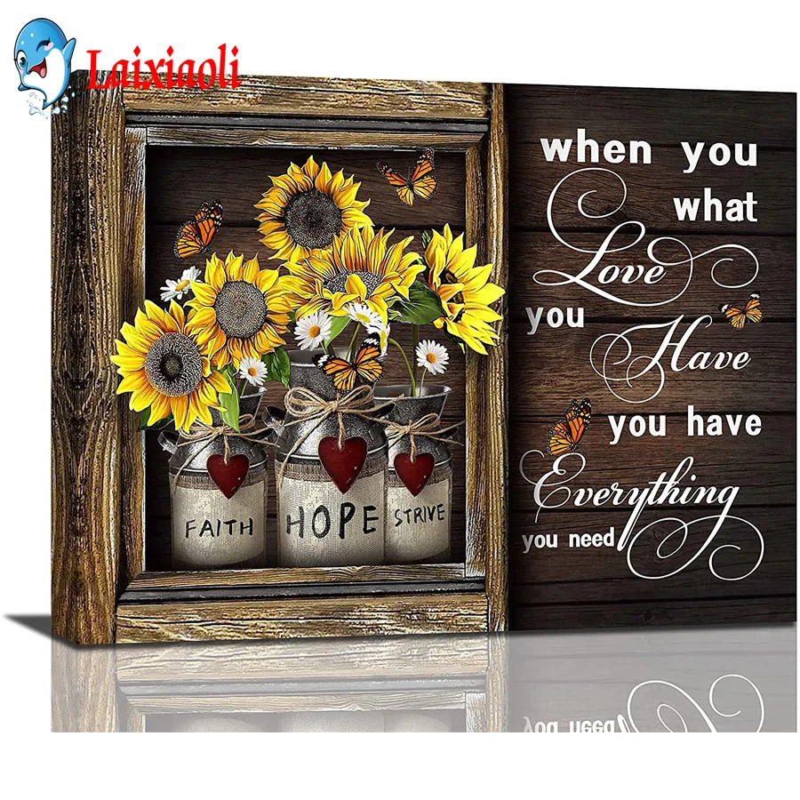 Diamond Painting Kit Sunflower Home Decor Square/round Diamond Embroidery Window Floral butterfly best wish Mosaic Wall Sticker