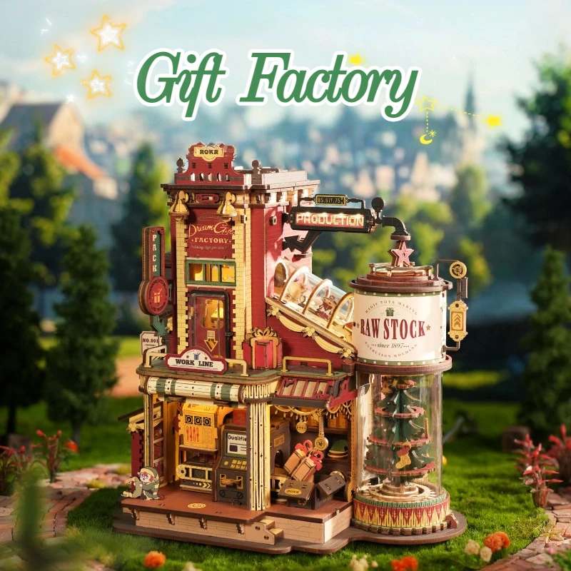 

Robotime Rokr Dream Gift Factory 3D Wooden Puzzles Wooden Music Box Christmas Wooden Model Kits Build Best Gifts for Kids Adults