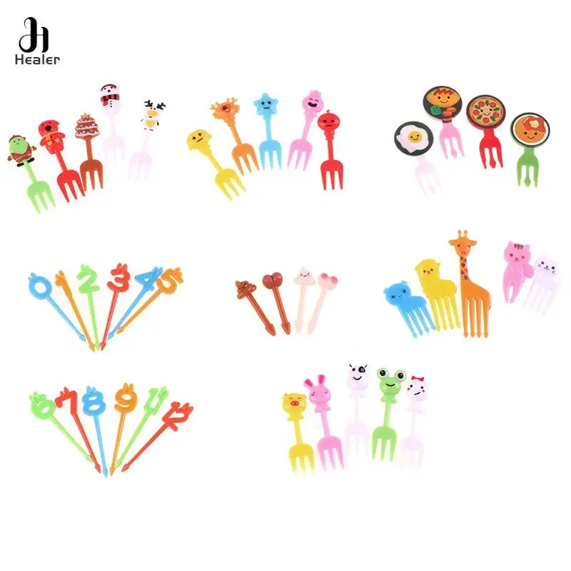 8/10/24PCS Mini Fruit Forks For Children Toothpick Lunch Party Pick Dessert Fork Snack Decoration Bento Decorating