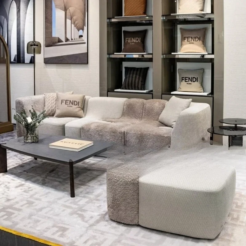 Light replica module assembly creative design wind snow Neil circle velvet mix and match living room fabric sofa
