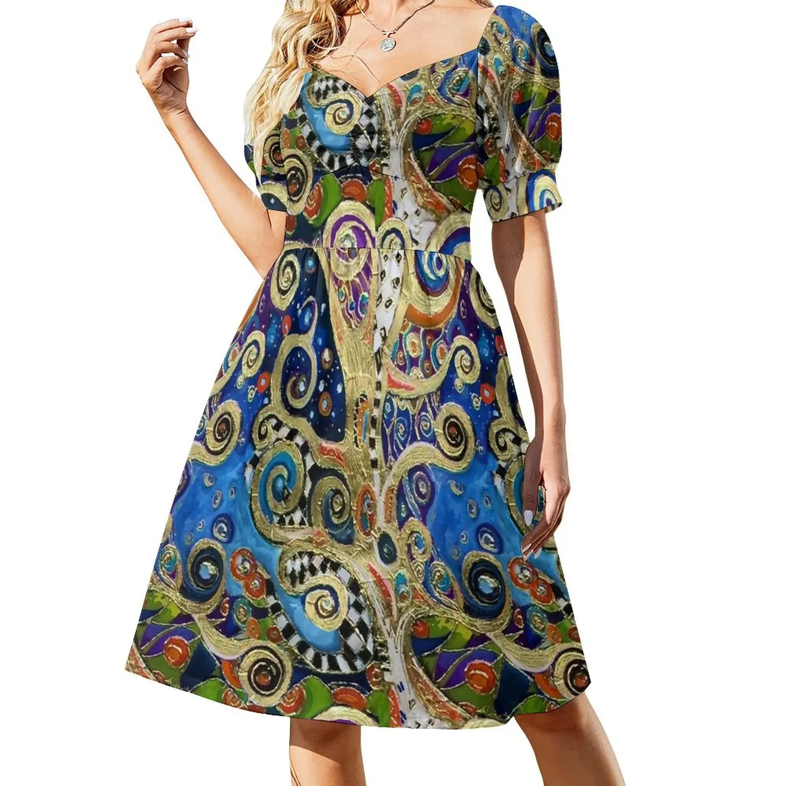 

The Changing Seasons of Klimt Short Sleeved Dress african dresses for woman dresses women summer 2025 Dress