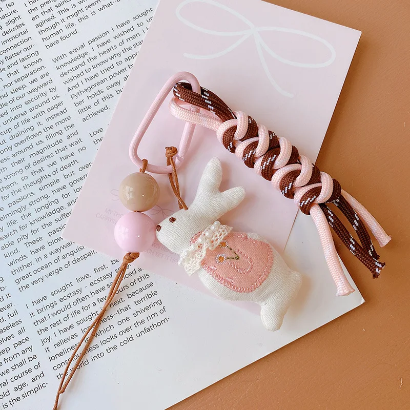 Cartoon puppy cat love jam fabric car keychain pendant autumn and winter bag pendant mobile phone pendant female