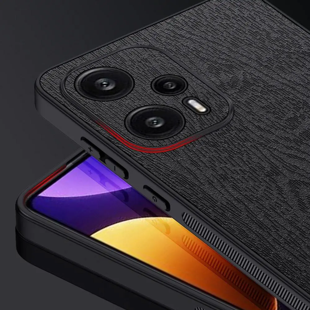Leather Case for POCO F5 Pro Case Ultrathin Wood Grain Shockproof Cover for Xiaomi POCO F5Pro F5 Pro Case