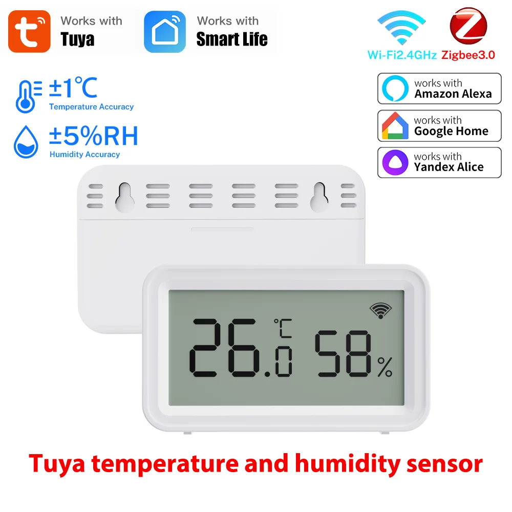 Tuya Smart Zigbee WiFi Thermometer Hygrometer Erstellen Sie intelligente Verknüpfung Smart Home Innentemperatur- und Luftfeuchtigkeitssensor