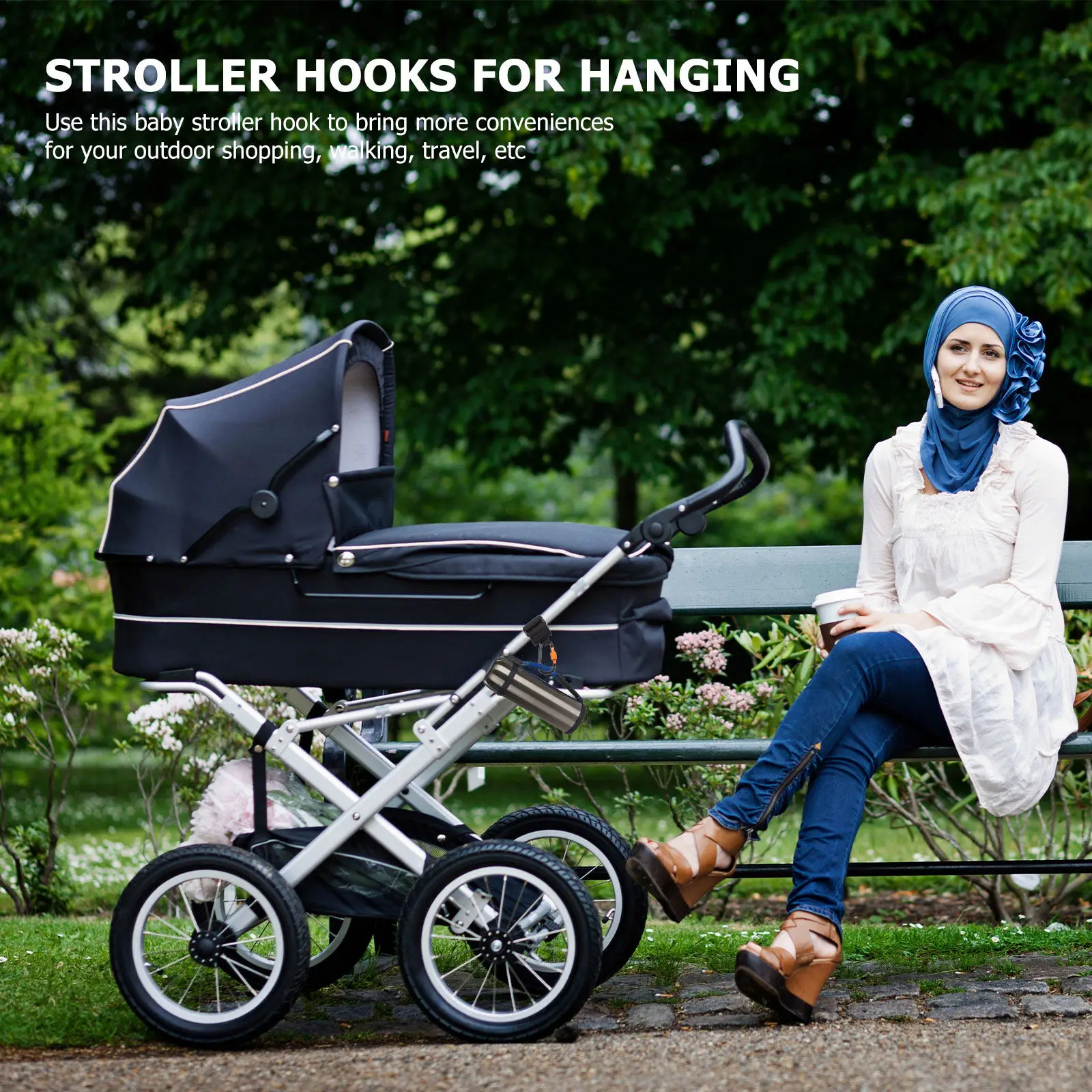 

2Pcs Stroller Hooks for Hanging Bags Heavy Duty Universal Clip Stroller Bag Organizer Wagon Accessories for Outdoor Travel
