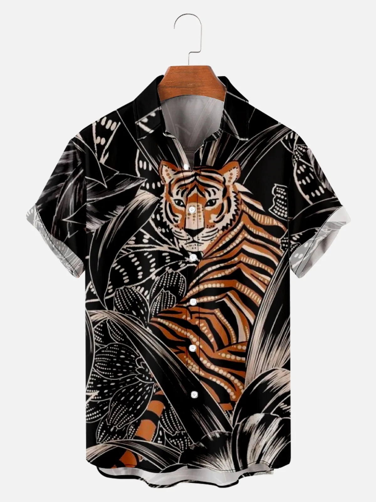 

2022 new cross-border creative cat printing summer break loose short-sleeved shirt men's clothing