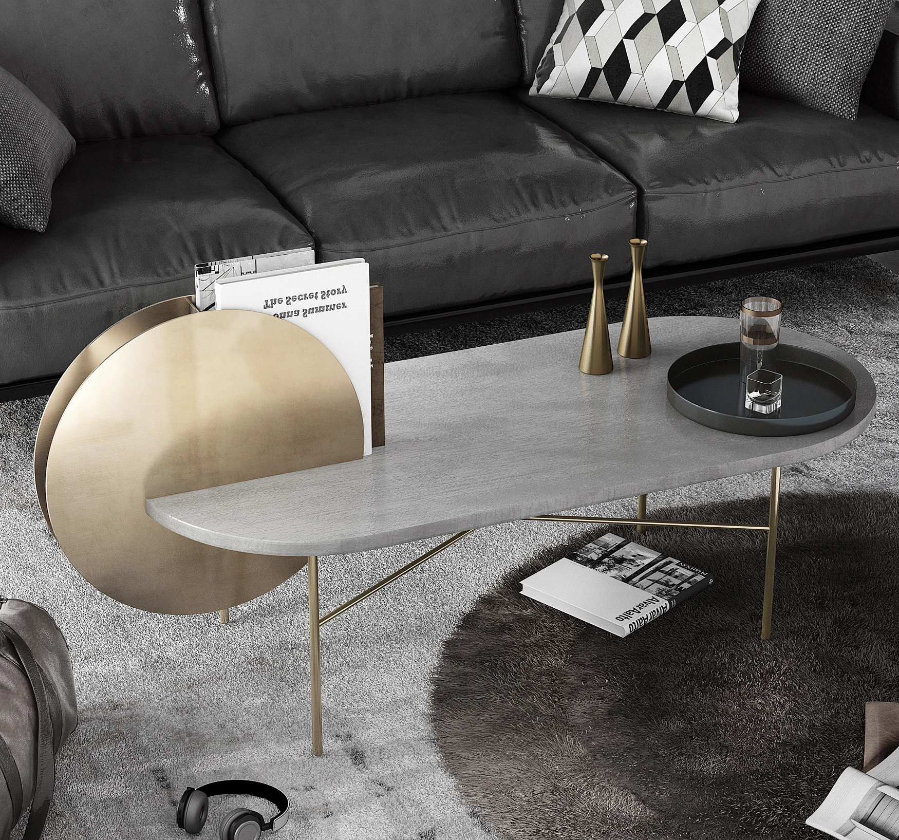 

Modern luxury marble coffee table gold stainless steel base oval living room coffee table