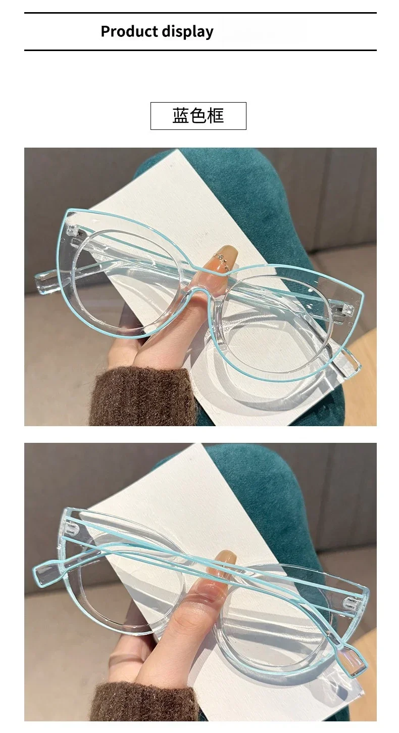 Modische Anti-Blaulicht-Katzenauge-Lesebrille mit großem Rahmen, ultraleichte High-Definition-Presbyopie-Brille mit transparentem Rahmen – Detail 9