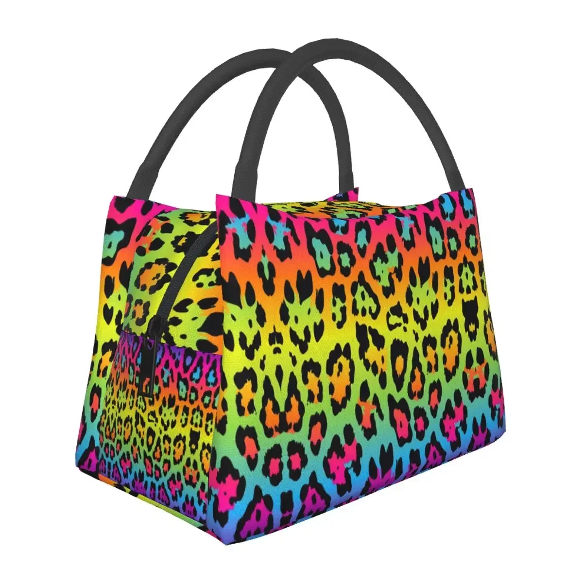 

Rainbow Leopard Print Lunch Bags Insulated Bento Box Resuable Lunch Tote Picnic Bags Cooler Thermal Bag for Woman Children Work