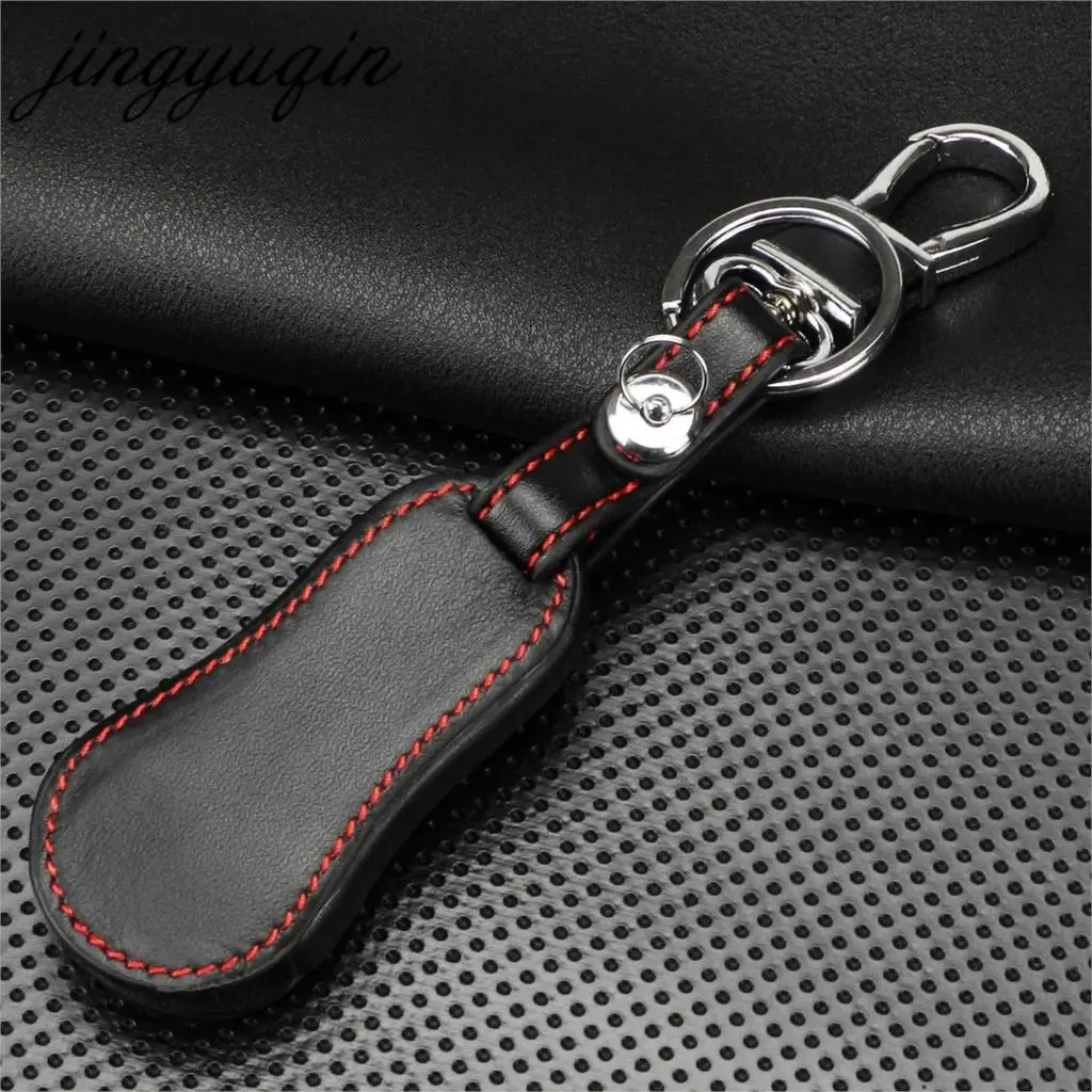 jingyuqin 3 Button Keyless Remote Key Case Leather Cover Fob For Chrysler Voyager Cruiser For Dodge Ram Dakota Jeep Cherokee