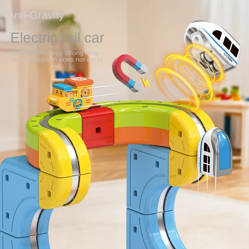 Zestawy klocków edukacyjnych DIY z plastikowej toru kolejowego, szybka kolej, zabawki do budowania, samochody, prezenty dla dzieci, magiczny elektroniczny pociąg, klocki kolejowe.