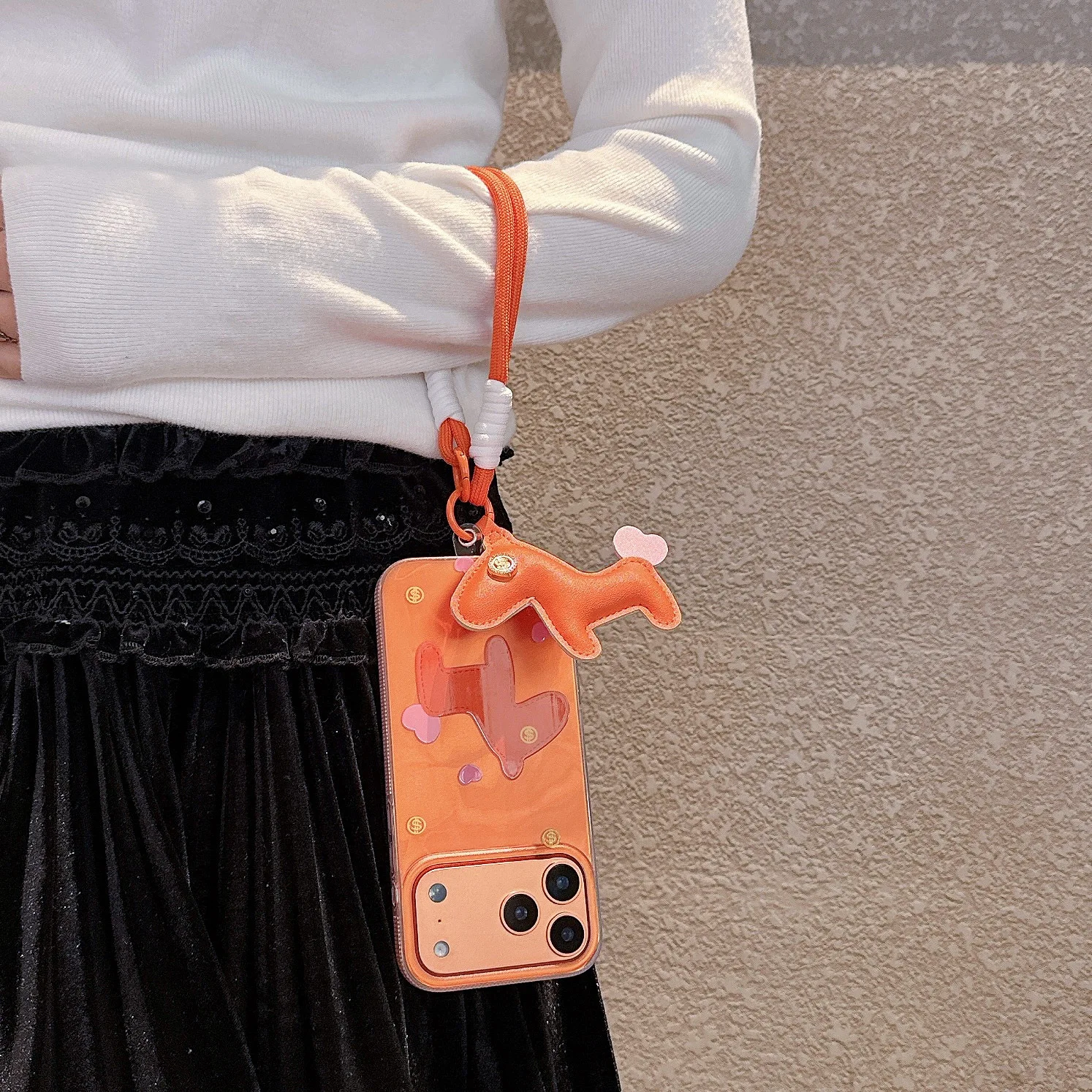 Collana estiva con gancio per dopamina per iPhone 16 Custodia per telefono Promax - Design sottile 15 Plus - 14 Minimalisti - 13 Stile semplice