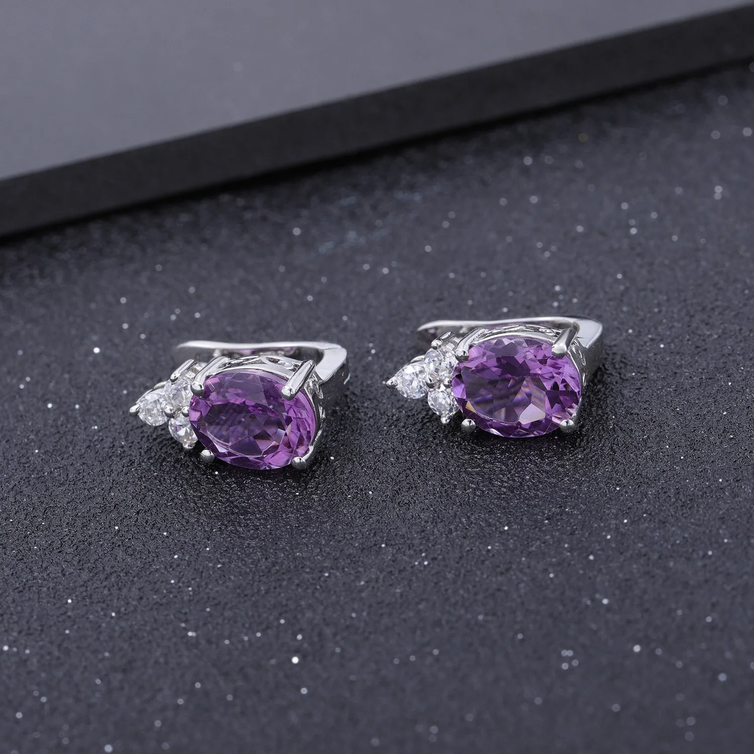 brand genuine Luxury real jewels Zhongxi Jewelry Natural Stone Inlaid with s925 Silver Amethyst Earrings high quality