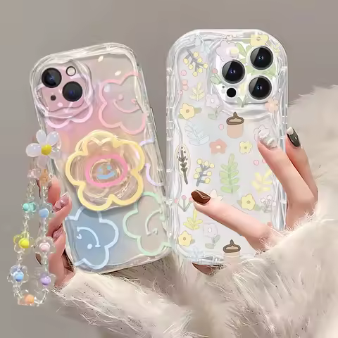 Smile Flower Strap Lanyard Case For Xiaomi 15T Pro POCO X7 X6 X5 F3 F4 X3 M3 M4 M6 F6 F7 Pro 15 Ultra 12 11 Lite 5G NE 12T Cover