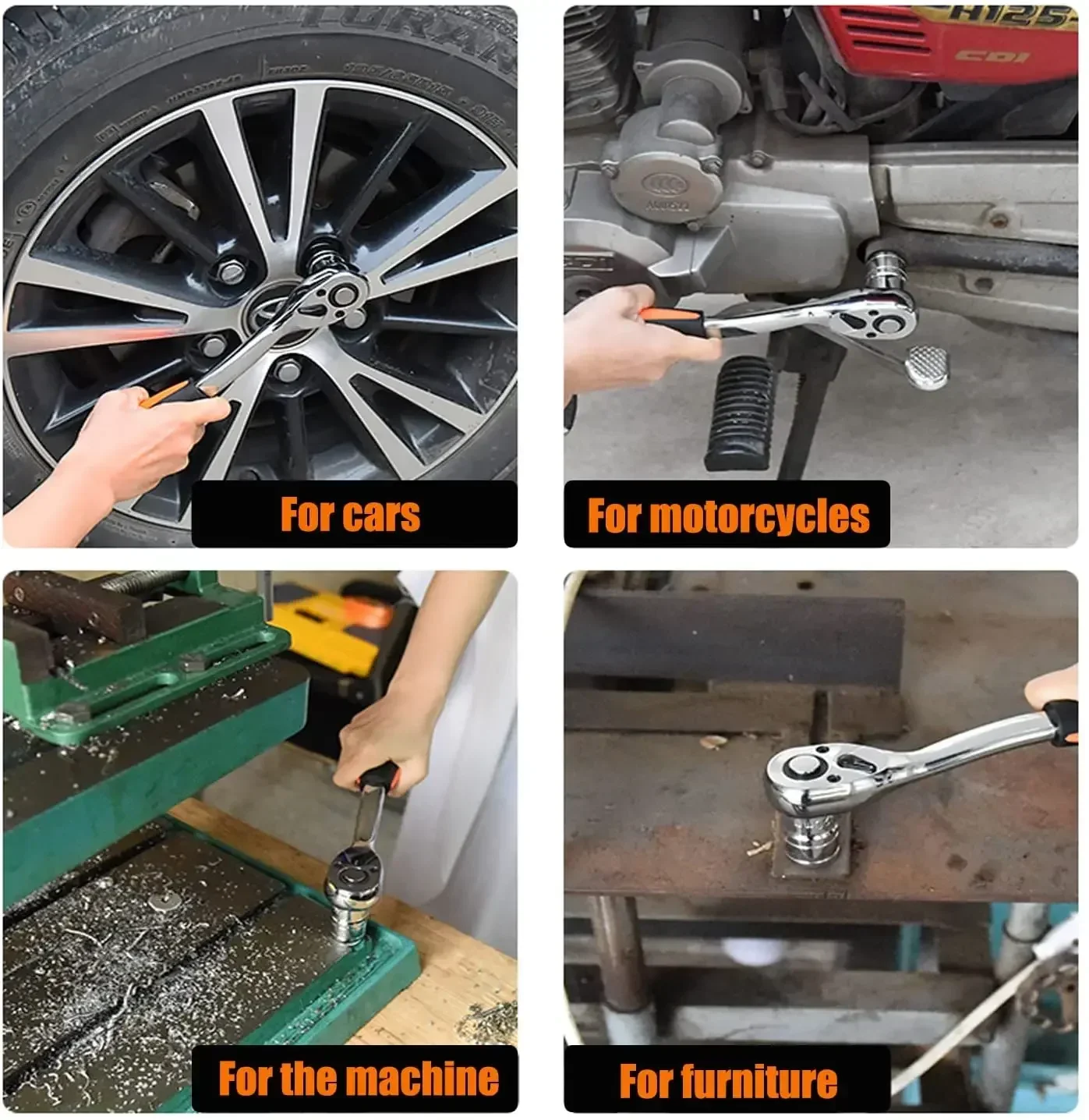 Klucz zapadkowy 1/2 cala, 24-zębowy, klucz nasadowy z zapadką, narzędzie wielofunkcyjne DIY do roweru, motocykla, samochodu, narzędzia ręczne — zdjęcie 5
