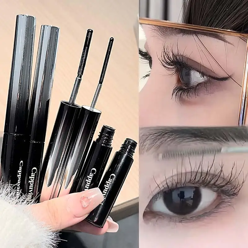 كابوفيني ماسكارا رفيعة تدوم طويلاً، كريم إعداد الرموش المقاوم للماء، كريم غير قابل للتلطخ، محسن للرموش للحجم