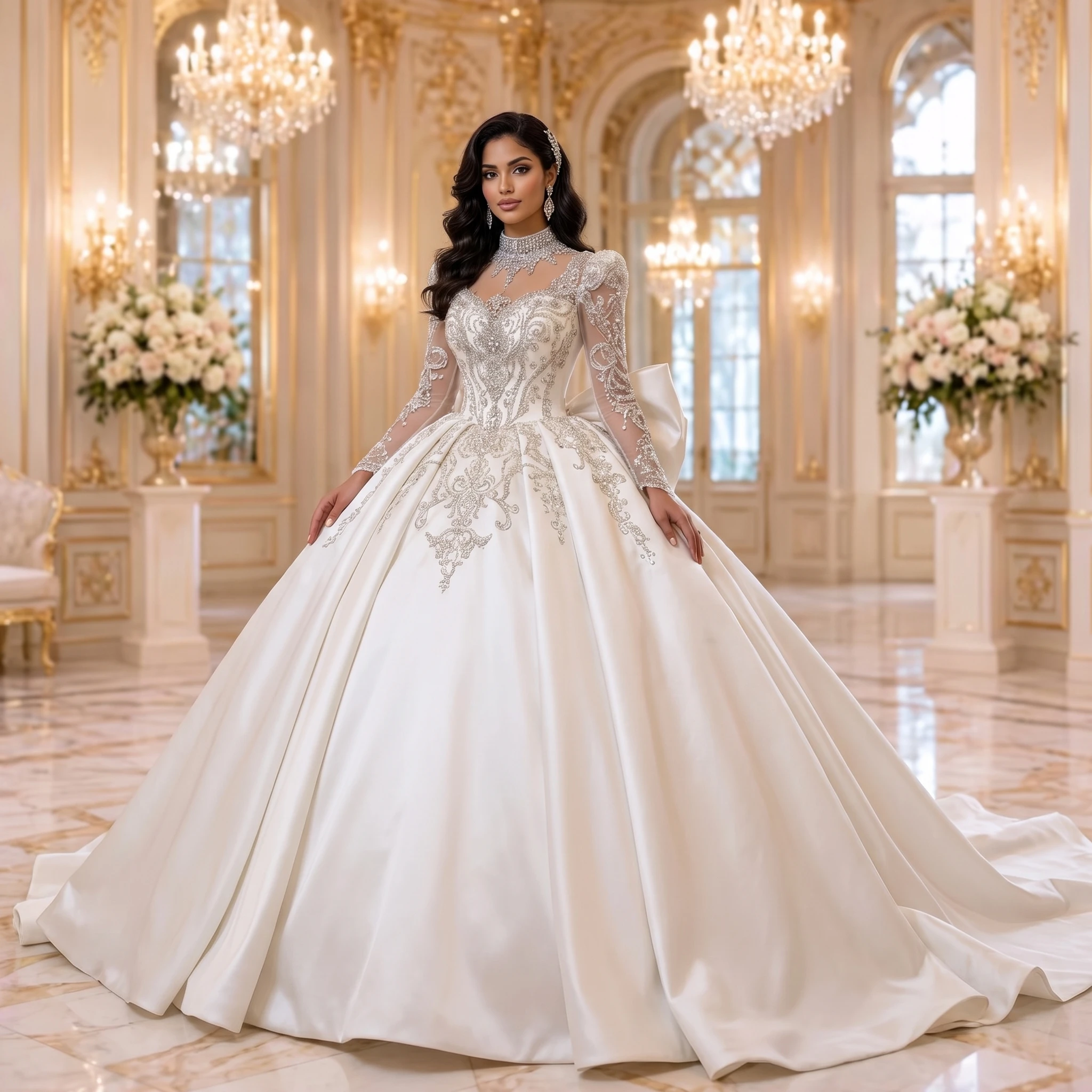 Square Collar Women Wedding Dresses High Quality Shining Fabric Bridal Robes Mopping Length Ball Vestido De Novia Customized