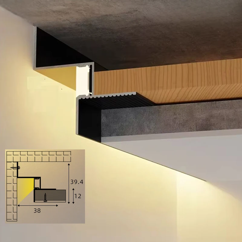 0,5m/1m Plafond LED Aluminium Profiel Ingebouwde LED Hard Strip Licht Lichtgevende Lineaire Decoratieve Binnenverlichting Kanaallampen
