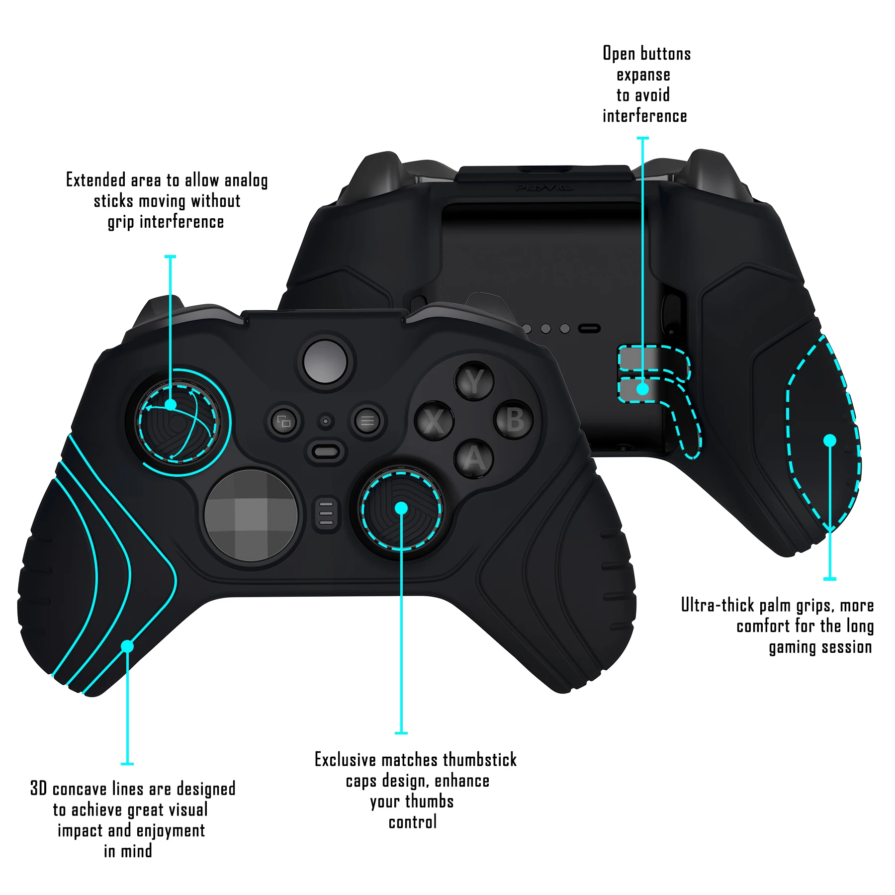 PlayVital Samurai Edition Silicone Soft Case for Xbox Elite Wireless Controller Series 2 W/Thumb Grip Caps - various Colors