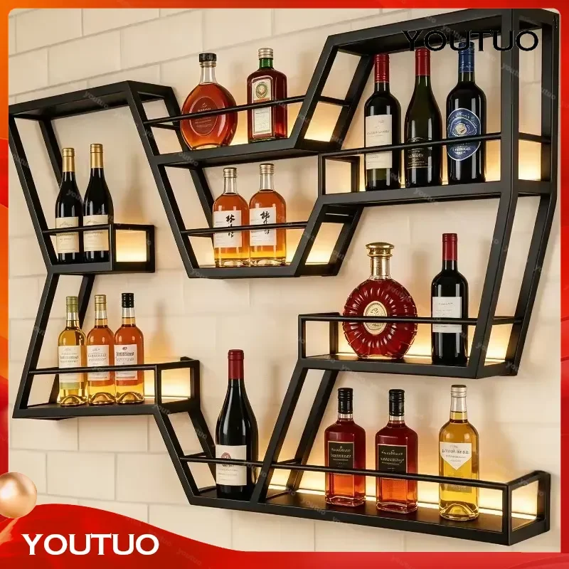 for Wall Small Bar Cabinet Bartender Designer Storage Display Decoration Wine Cabinet Whiskey Tequila Estante Lounge Suite