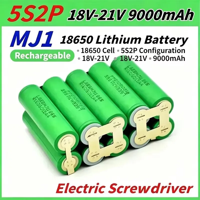 Batteria al litio LIDIKALA MJ1 18V 21V per utensili, 5S2P 9000mAh, pacco batterie agli ioni di litio 18650, batteria di ricambio per avvitatore elettrico e trapano elettrico