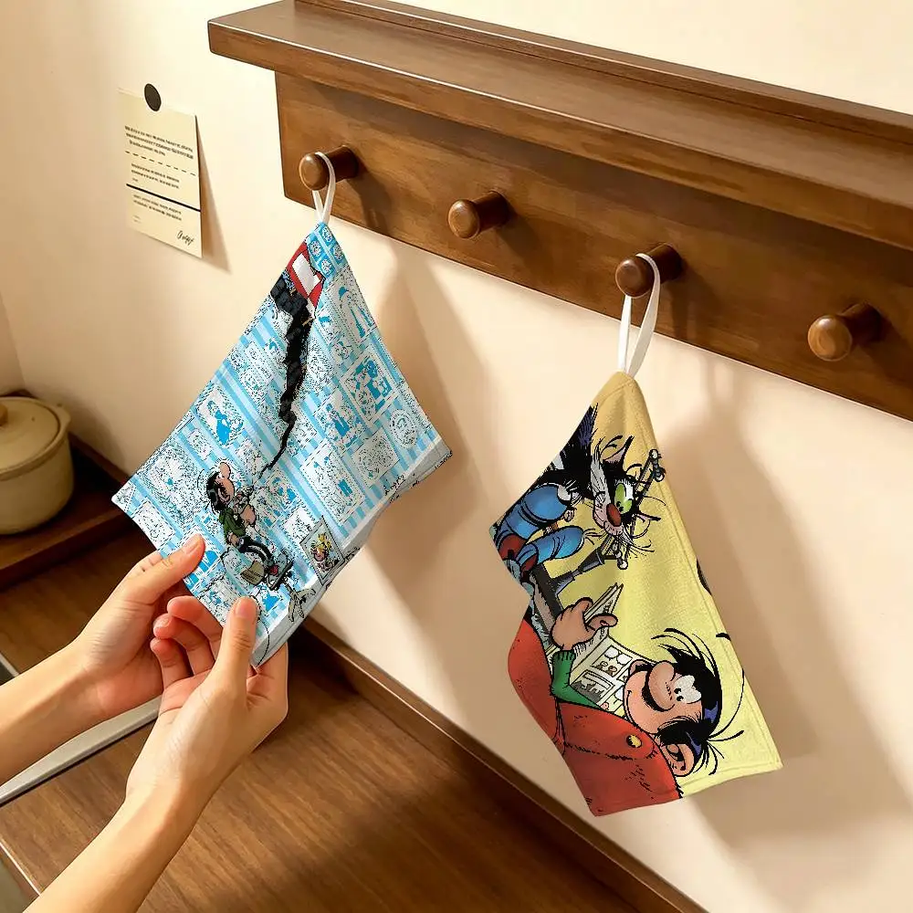 G-Gaston Lagaffe Anime Hanging Kitchen Towel, Polyester Cotton Material, Multipurpose Hand Wiping Towel for Family