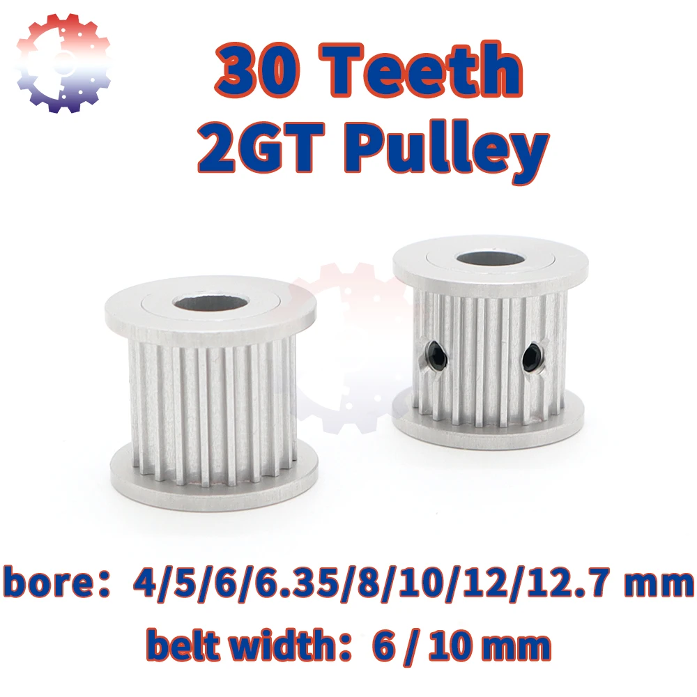 30Teeth 2GT Toothed Pulley GT2 Timing Pulley Bore 4/5/6~12mm Belt Pulley Width 6 10mm 30T 30 Teeth 3D Printer Synchronous Wheel