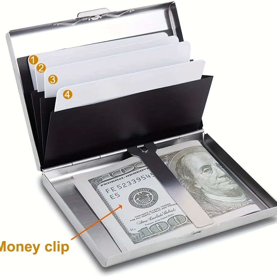 RFID Credit Card Holder Protector Stainless Steel Money Clip Wallets Business Card Holder for Men Women