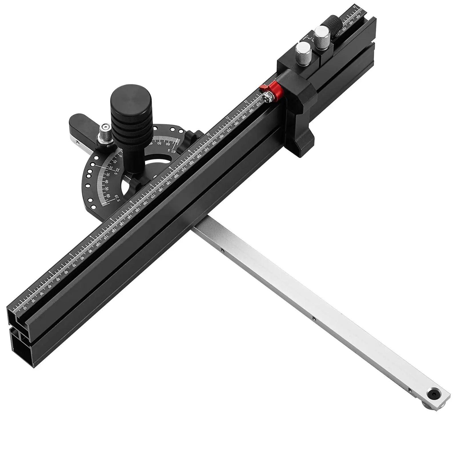Precision Miter Gauge, Standard Slot 3/4'' x 3/8'', Aluminum Alloy Table Saw with 18 in Grating 15 Angle Stops Adjustable Spring