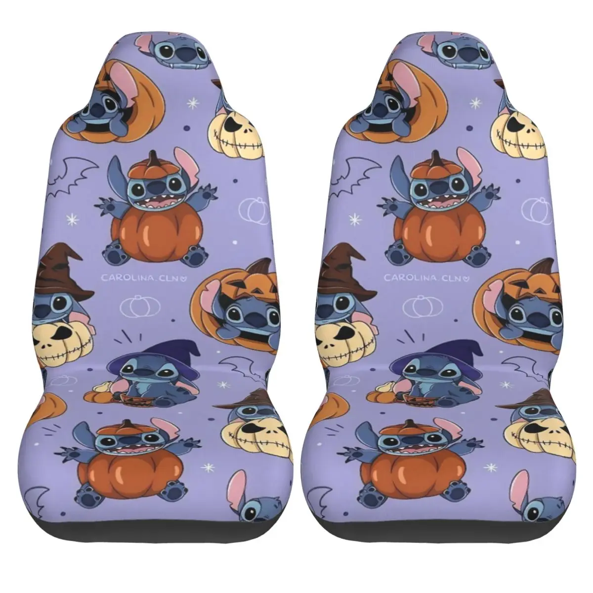 

Stitch Halloween Car Seat Covers Cute Minivan Auto Seat Covers Polyester Safety Two Pieces Cover